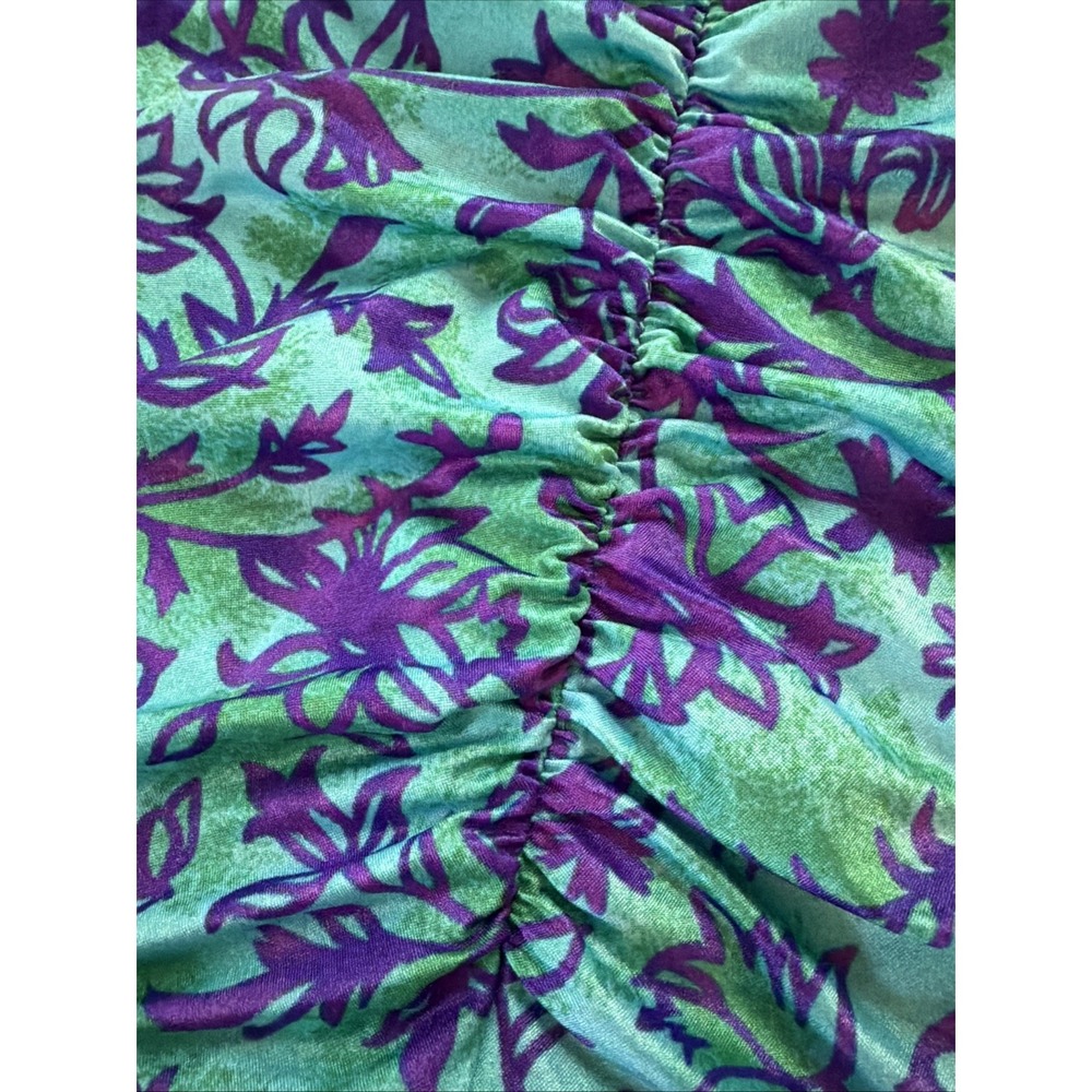 Maxine Of Hollywood Swimsuit One Piece Ruched Slimming Sz 6/8 Blue Floral Modest - Picture 12 of 12